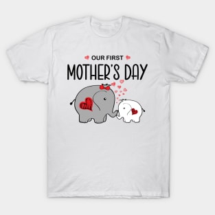 Cute Matching Our First Mother's Day Elephants T-Shirt